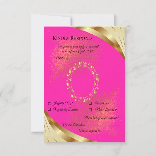 Elegante Roze & Gouden RSVP Kaart (Voorkant)