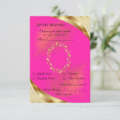 Elegante Roze & Gouden RSVP Kaart (Staand voorkant)