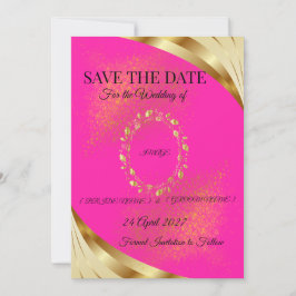 Elegante Roze & Gouden Save the Date Kaart