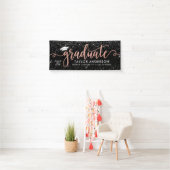 Elegante roze gouden script afgestudeerd zwart spandoek (Insitu)