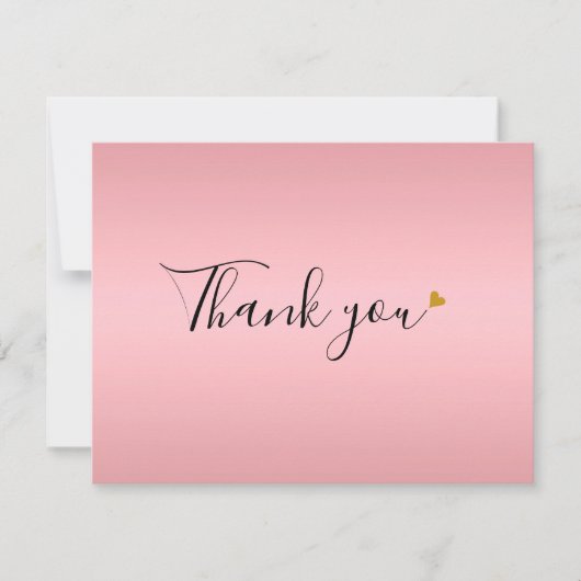 Elegante Roze Gouden Script Bedankkaart (Voorkant)