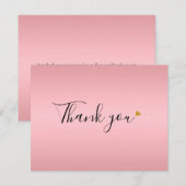 Elegante Roze Gouden Script Bedankkaart (Voorkant / Achterkant)