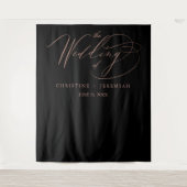 Elegante Roze Gouden Script Calligrafie Zwarte Tro Wandkleed (Voorkant)