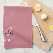 Elegante Roze Gouden Script Naam Monogram Vrouweli Theedoek (Quarter Fold)