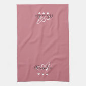 Elegante Roze Gouden Script Naam Monogram Vrouweli Theedoek (Verticaal)