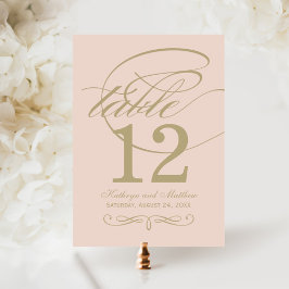 Elegante Roze Gouden Script Tafelnummerkaart Kaart