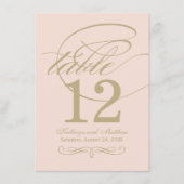 Elegante Roze Gouden Script Tafelnummerkaart Kaart (Voorkant)