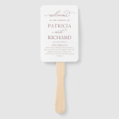Elegante roze gouden script trouwprogramma handven handwaaier (Voorkant)