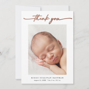 Elegante Roze Gouden Scriptie Foto Baby Bedankkaart