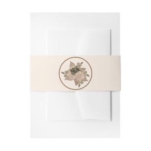 Elegante Roze Gouden Sepia Crème Glitter Bloem Uitnodigingen Wikkel