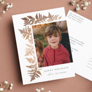 Elegante Roze Gouden Slinger 2 Foto Kerstmis  Feestdagenkaart