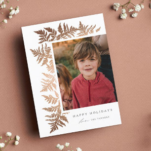 Elegante Roze Gouden Slinger 2 Foto Kerstmis Feestdagenkaart
