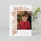 Elegante Roze Gouden Slinger 2 Foto Kerstmis Folie Feestdagenkaart (Staand Voorkant)