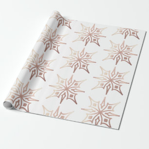 Elegante Roze Gouden Sneeuwvlok Witte Kerstcadeau Cadeaupapier