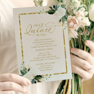 Elegante Roze Gouden Spaanse Quinceañera Kaart