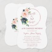 Elegante Roze Gouden Struik Blauwe Bloemen 30e Ver Kaart (Voorkant / Achterkant)