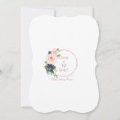 Elegante Roze Gouden Struik Blauwe Bloemen 30e Ver Kaart (Achterkant)