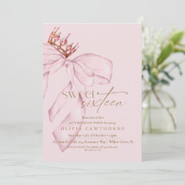 Elegante Roze Gouden Sweet Sixteen Verjaardagsfees Kaart