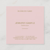 Elegante roze gouden tekst Moderne minimalistische Vierkante Visitekaartje (Achterkant)