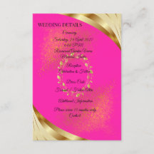 Elegante roze & gouden trouwdetails kaart