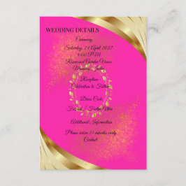Elegante roze & gouden trouwdetails kaart
