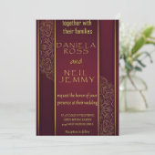 Elegante roze gouden trouwfolie uitnodiging (Staand voorkant)