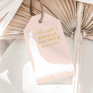 Elegante Roze Gouden Trouwjurk Bruiloft Feest Favo Cadeaulabel