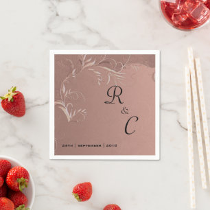 Elegante Roze Gouden Trouwreceptie Servet