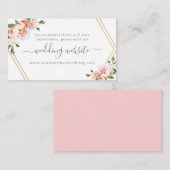 Elegante Roze Gouden Trouwwebsite met Bloemenprint Informatiekaartje (Voorkant / Achterkant)