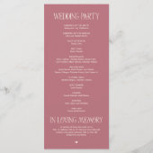 Elegante Roze Gouden Typografie Huwelijksprogramma Programmakaart (Achterkant)