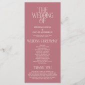Elegante Roze Gouden Typografie Huwelijksprogramma Programmakaart (Voorkant)