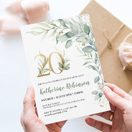 Elegante Roze Gouden Uitnodiging voor Haar 20e Ver