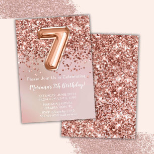 Elegante Roze Gouden Verjaardagsfeestje voor Meisj Kaart