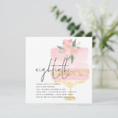 Elegante Roze Gouden Verjaardagstaart 80ste Partij Kaart (Staand voorkant)