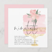 Elegante Roze Gouden Verjaardagstaart 90ste Partij Kaart (Voorkant / Achterkant)