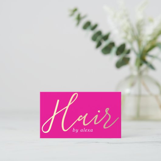 Elegante roze gouden vet haar stylist visitekaartje (Staand voorkant)