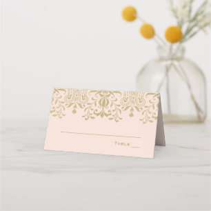 Elegante Roze Gouden Vintage Glamour Bruiloft Plaatskaartje