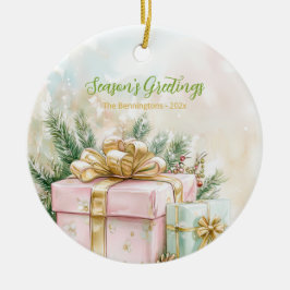 Elegante roze gouden vintage kerst keramisch ornament