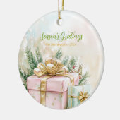 Elegante roze gouden vintage kerst keramisch ornament (Links)