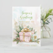 Elegante roze gouden vintage kerstvakantie Kaart (Staand voorkant)