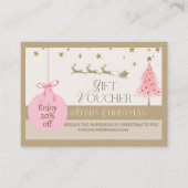 Elegante roze gouden vrolijke kerstbusiness kortingskaartje (Voorkant)