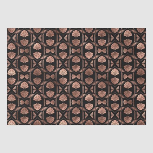 Elegante roze gouden waaier grid Art Deco patroon Tissuepapier (Voorkant)