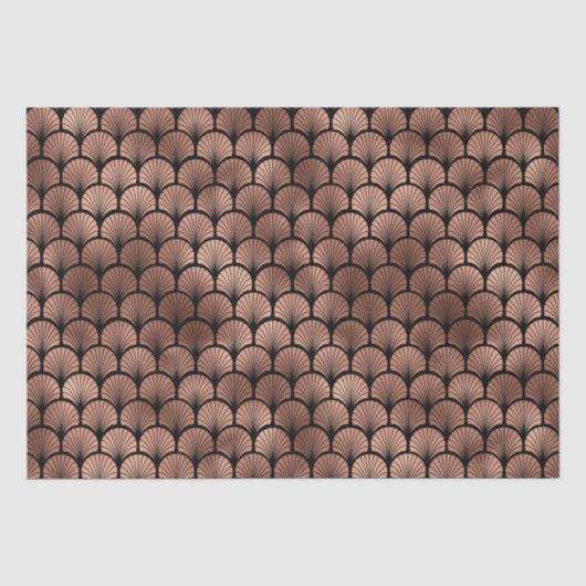 Elegante Roze Gouden Waaiers Grid Art Deco Patroon Tissuepapier (Voorkant)