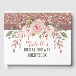Elegante Roze Gouden Waterverf Bruiloftsfeest Gastenboek