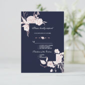 Elegante Roze Gouden Witte Bloemen Lijst Bruiloft RSVP Kaartje (Staand voorkant)