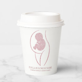 Elegante Roze Gouden Zwangere Silhouet Papieren Bekers