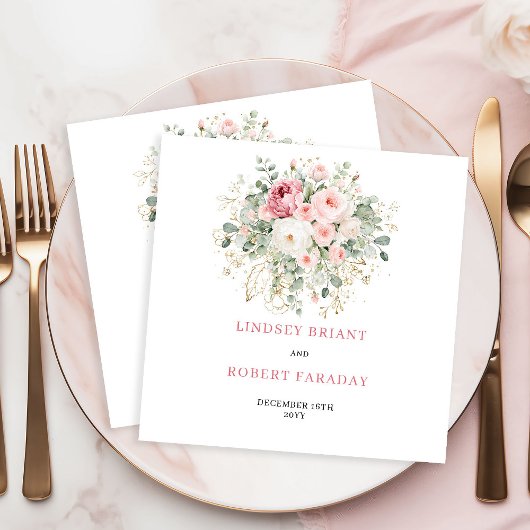 Elegante Roze Goudkleurige Boho Bruiloft Servetten