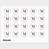 Elegante Roze Gradiënt Zwarte Witte Monogram Initi Ronde Sticker (Vel)