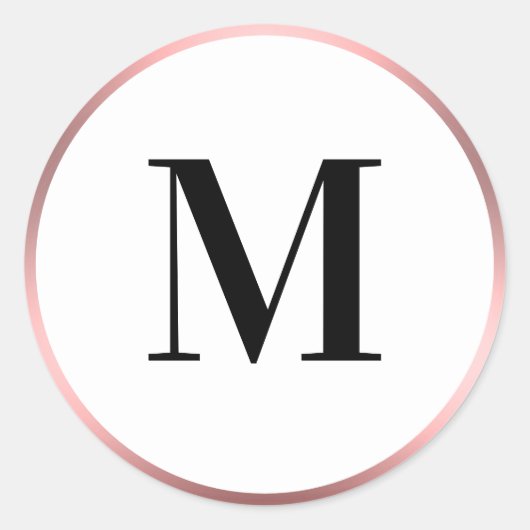 Elegante Roze Gradiënt Zwarte Witte Monogram Initi Ronde Sticker (Voorkant)