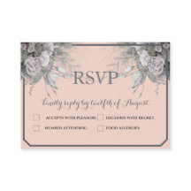 Elegante Roze Grijs & Grijs Menu Keuze RSVP Briefk